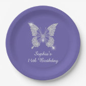 Tee B'day, Diamant Butterfly Name Age, Periwinkle Pappteller (Vorderseite)