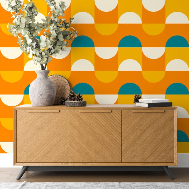 Tee Blue Green Orange Ivory Circles Art Pattern Tapete (Von Creator hochgeladen)