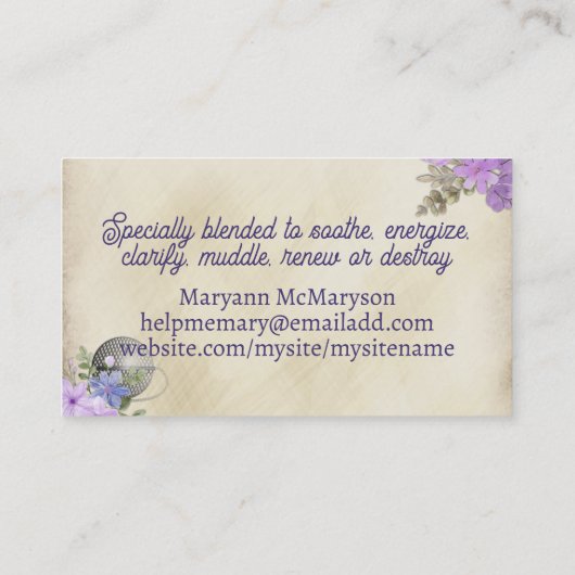 Tee Braukugel Teacup Blume Visitenkarte, ... Visitenkarte (Rückseite)