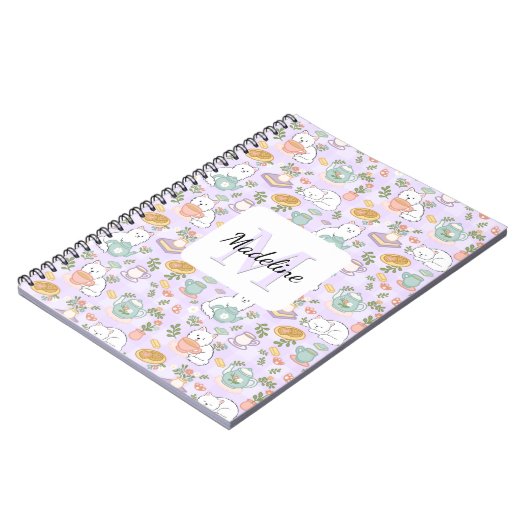 Tee & Bücher liebende Katzen Spiralblock (Linke Seite)