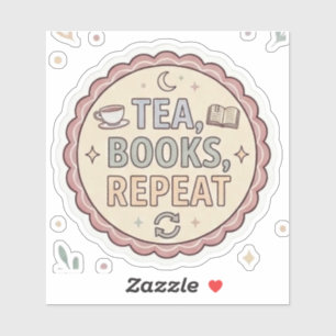 Tee Bücher Wiederholen Aufkleber
