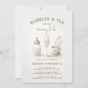 Tee & Champagner Neutrale Babyparty Einladung