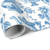 Tee Chinoiserie French Toile Du Jouy Pattern Geschenkpapier (Rolleneckpunkt)