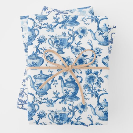 Tee Chinoiserie French Toile Du Jouy Pattern Geschenkpapier Set (Beispiel)