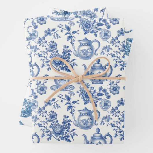 Tee Chinoiserie French Toile Du Jouy Pattern Geschenkpapier Set (Beispiel)