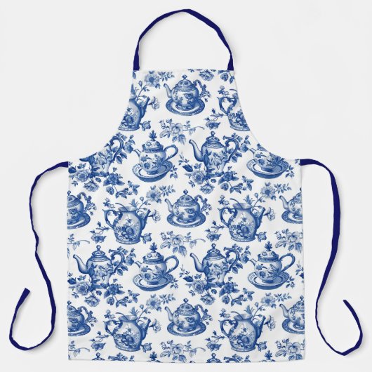 Tee Chinoiserie French Toile Du Jouy Pattern Schürze (Vorderseite)