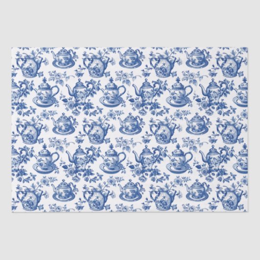 Tee Chinoiserie French Toile Du Jouy Pattern Seidenpapier (Vorderseite)