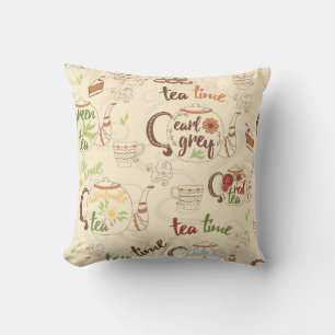 Tee, Cookies und Cake Time Sketch Kissen