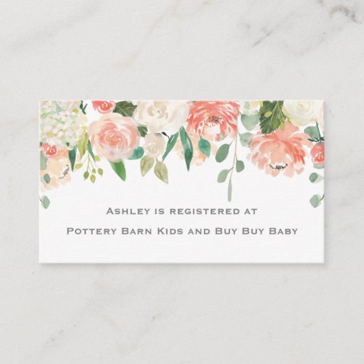 Tee-Cup-Babydusche mit Blumenbezug Begleitkarte (Vorderseite)