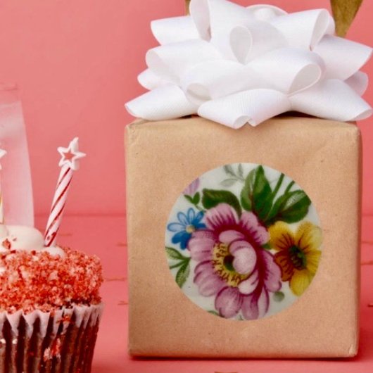 Tee Cup Floral Bouquet Aufkleber