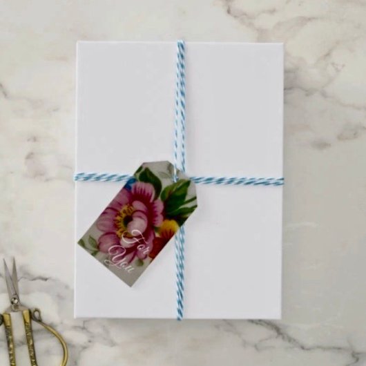 Tee Cup Floral Bouquet Geschenkanhänger