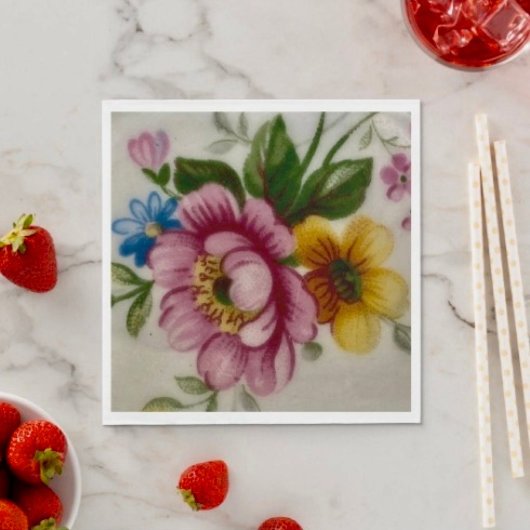 Tee Cup Floral Bouquet Papier Napkin Serviette