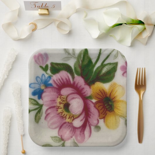 Tee Cup Floral Bouquet Papierplatte Pappteller (Hochzeit)