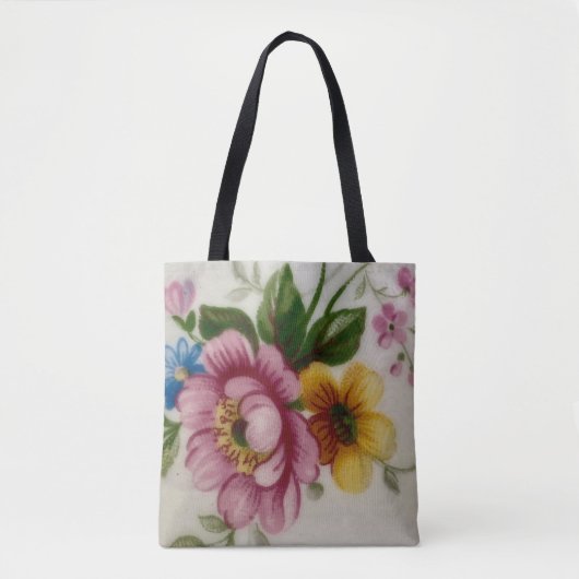 Tee Cup Floral Bouquet Tote Tasche (Vorderseite)