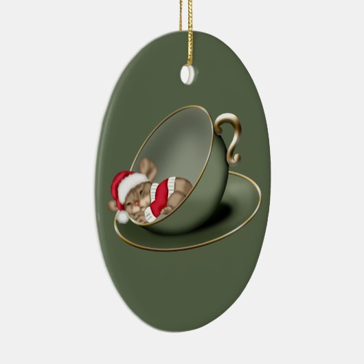 Tee-Cup-Maus schlafen 2 Seiten Keramik Ornament (Rechts)