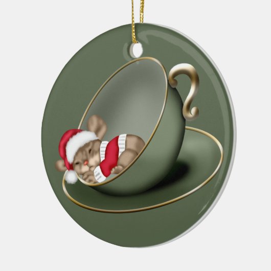 Tee-Cup-Maus schlafen 2 Seiten Keramikornament (Links)