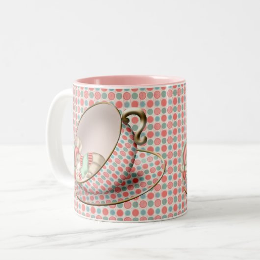 Tee-Cup-Maus schlafen Zweifarbige Tasse (Vorderseite Links)
