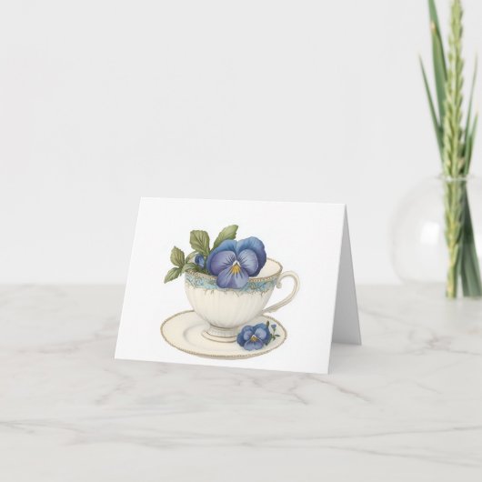 Tee-Cup mit Blume-Grußkarte Karte (Vorderseite)