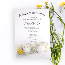 Tee Cup mit Yellow Daisies Baby ist Braudusche Einladung