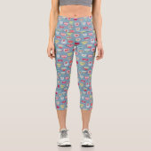 Tee Cup Muster Blau Capri Leggings (Vorderseite)