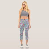 Tee Cup Muster Blau Capri Leggings (Vorderseite)