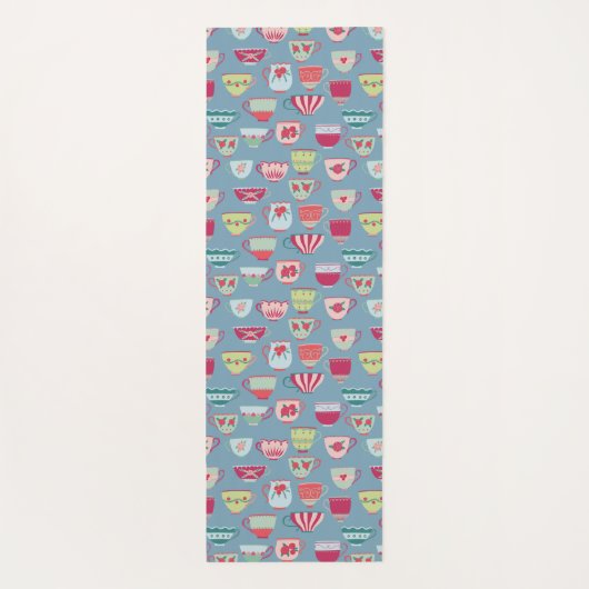 Tee Cup Muster Blau Yogamatte (Rückseite)