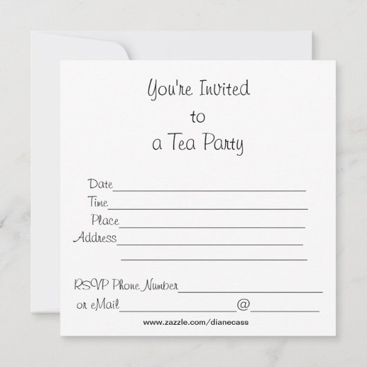 Tee-Cup-Party Einladungen (Rückseite)