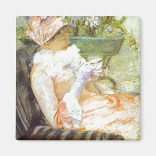 Tee-Cup, Portrait von Lydia, Mary Cassatt Magnet
