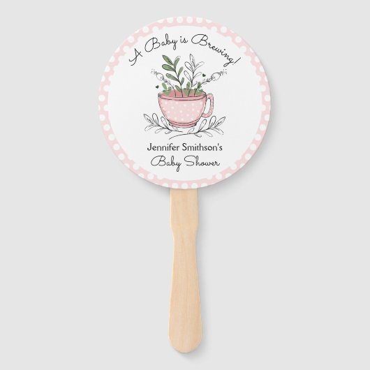 Tee Cup Tea Party Kinderdusche Danke Hand Fan Fächer (Vorderseite)