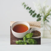 Tee Cup Tee Blätter Kräutertees Handtuch auf Bambu Postkarte (Stehend Vorderseite)
