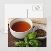 Tee Cup Tee Blätter Kräutertees Handtuch auf Bambu Postkarte (Vorne/Hinten)
