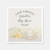 Tee Cup und White Rose Baby Brauen Dusche Serviette (Vorderseite)