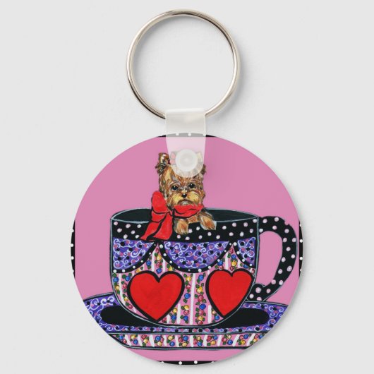 Tee Cup Yorkie Key Chain Schlüsselanhänger (Vorderseite)