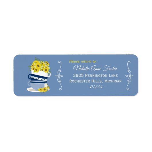 Tee Cups Sonnenblumen Rücksendeadresse gestapelt (Vorne)