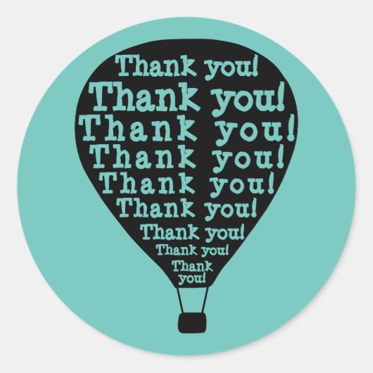 Tee Danke Word Art Hot Air Ballon Runder Aufkleber (Vorderseite)