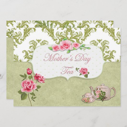 Tee der Mutter Tages Einladung (Vorne/Hinten)