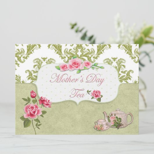 Tee der Mutter Tages Einladung (Stehend Vorderseite)