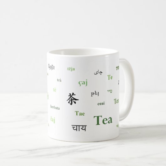 Tee der WeltTasse (im Grün) Kaffeetasse (VorderseiteRechts)
