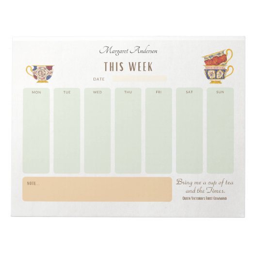 Tee Drinker Personalisierter Viktorianischer Stilp Notizblock (Vorderseite)