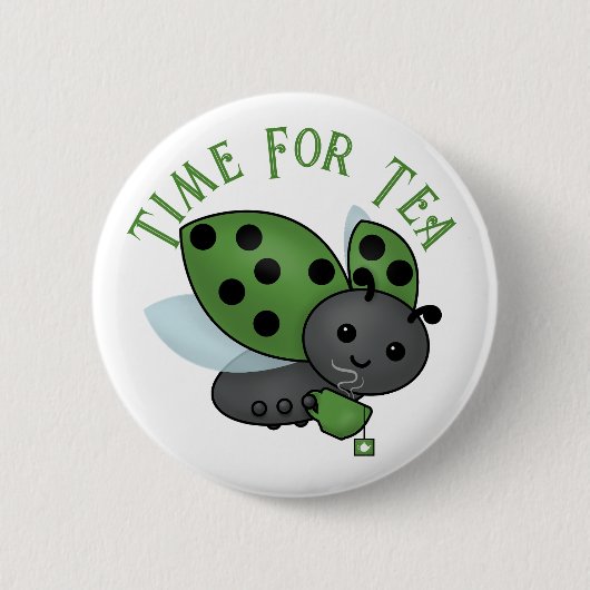 Tee Drinking Ladybug Button (Vorderseite)