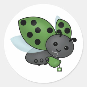 Tee Drinking Ladybug Classic Round Sticker