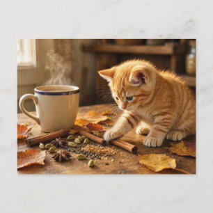 Tee-Einladung • Gemütlicher Herbst-Chai Feiertagspostkarte