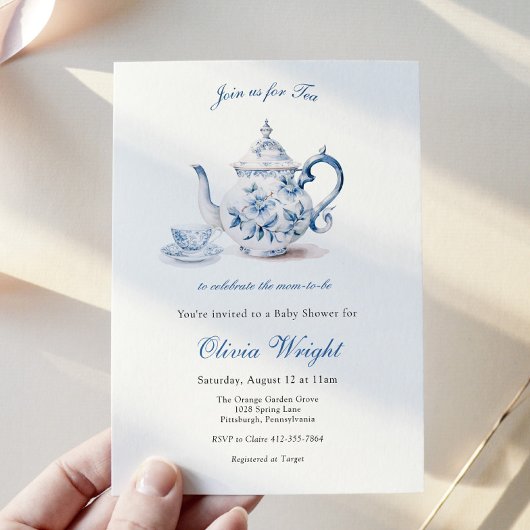 Tee für die Mama Babydusche Tea-Party Einladung