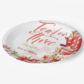 Tee für drei Jahre, Teeblume zum dritten Geburtsta Pappteller (Schrägansicht)