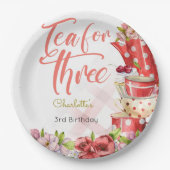 Tee für drei Jahre, Teeblume zum dritten Geburtsta Pappteller (Vorderseite)