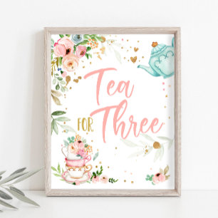 Tee für drei Teeparty Mädchen 3. Dritte Geburtstag Poster
