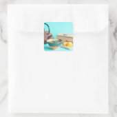 Tee für einen quadratischer aufkleber (Tasche)