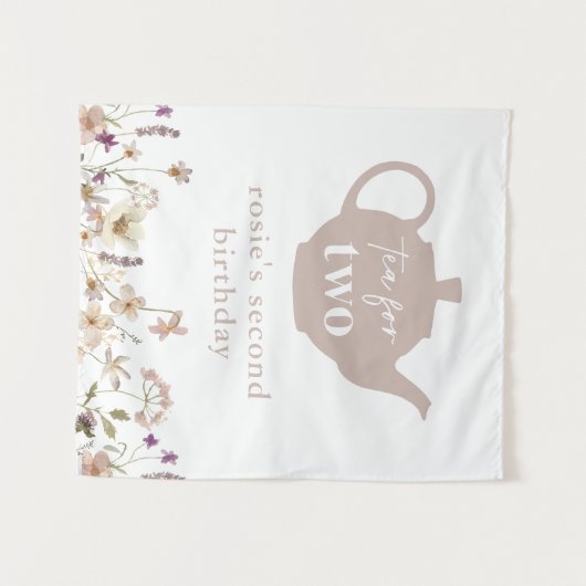 Tee für zwei 2. Geburtstag Wandteppich (Vorderseite (Horizontal))