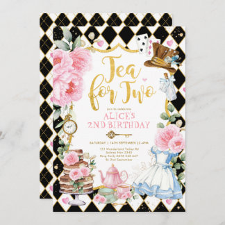 Tee für zwei Alicen im Wunderland Blume Geburtstag Einladung