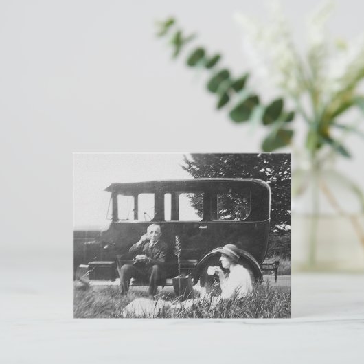 Tee für zwei alte Schwarz-Weiß-Bilder - Postkarte (Stehend Vorderseite)